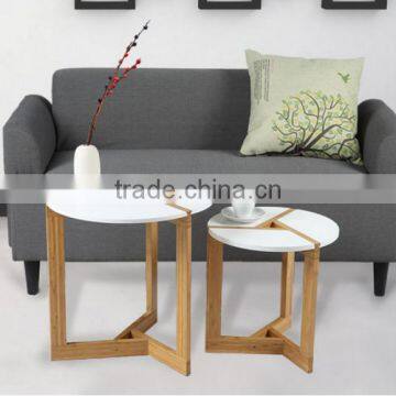 Modern style natural MDF top bamboo living room foldable round small coffee table