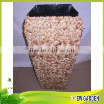 Hand Woven Natural Material tall water hyacinth basket with metal liner