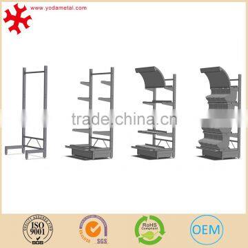 4 Tier Merchandising Gondola Metal Display Black Shelving 2 Clothes Rails photo-4