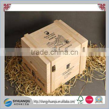 Handmade pine wood 6 bottles wooden bottle box CN