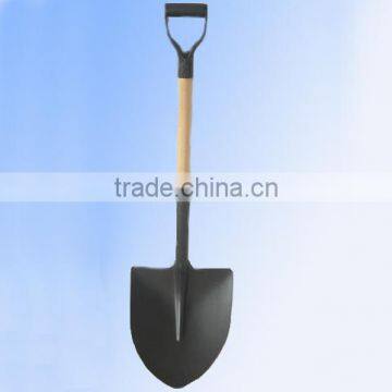 wooden handle round pointed steel shovel