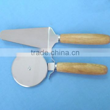 Stainless Steel Pizza Cutter / Wheel,Wooden handle