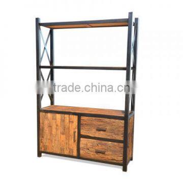 Bookcase Iron Rustic With Teak Wood Furniture photo-3