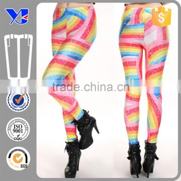 Best Quality Fabric for Fitted Good Elasticity Colorful Rainbow Printed Leggings