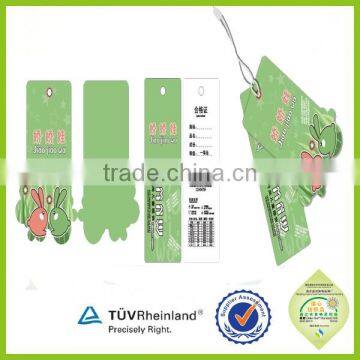 famous brand name round shape hang tag plastic string