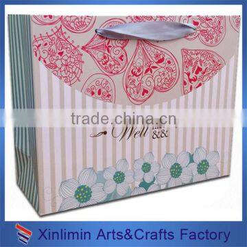 Customized paper bag for flour packaging with ribbon handle