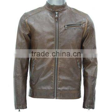 2014 brown PU leater jacket plus size for europe man