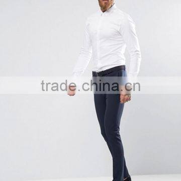 Custom New Design Spread Collar Long Sleeve Mens 98% Cotton 2% Elastane Soft Satin Slim Fit Casual White Business Dress Shirts photo-4