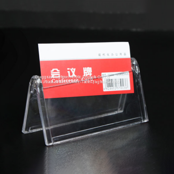 Transparent V-Shape Desktop Display Meeting Name Card Holder Advertising Card Stand