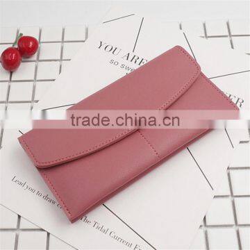 2016 fashion trendy ladies candy colour matte leather long women wallet purse