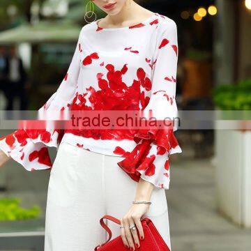 Maxnegio Computer Shirt Print Machine Ruffle Long Sleeve Woman Casual Shirt photo-3