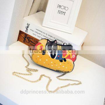 2017 Children Girl Dress Shoulder Nag Hamburger Cat Cartoon Pattern Fashion Bag photo-2