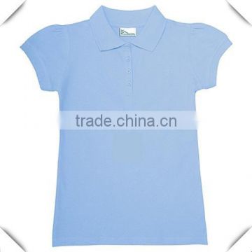 classroom uniforms girls school uniform, top quality light-blue stretch spandex cotton pique polo shirt custom for youth student