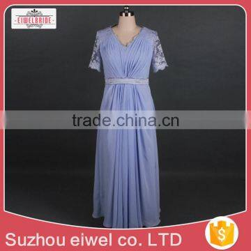 Lace Appliqued Purple Floor-Length Evening Dress