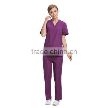 2016 Top Quality Juqian Classic Purple V Neck Summer Hospital Medical Staff Uniforms photo-2