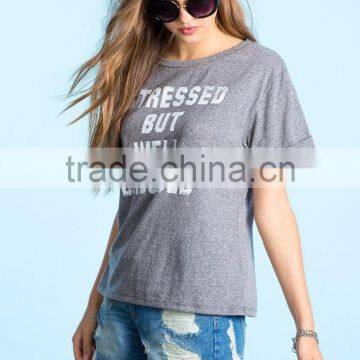 Custom Rolled Short Sleeves t Shirt Wholesale Graphic Print T-shirt Woman photo-3