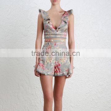 Retro Flutter Frill Crop Top and Lace Shorts Vintage Lady Garments photo-2