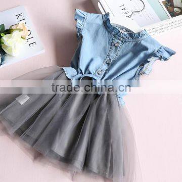 Modern Summer Jeans Baby Girl Sleeveless Lace Vest Dress photo-3