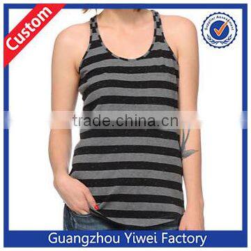 Hot Sale Striped Ladies Fitting Tank Top Design Logo