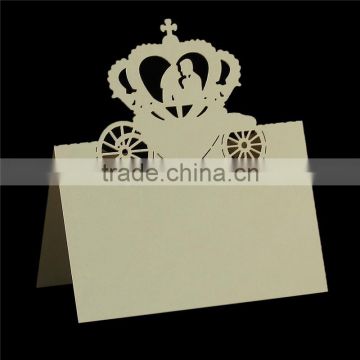 Paper Wedding Party Name Place Cards Crown Hollow Beige