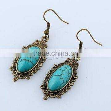 New gold color turquoise Synthetic Zinc Alloy Earring with cheap price for sale