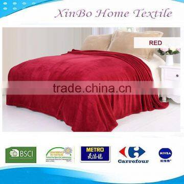 2015 Hot Sale Micro Soft Fabric Wholesale China Factory Bedding Set 100% Polyester Solid Flannel Fleece Blanket Home Textile