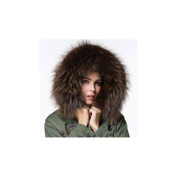 Best selling real raccoon fur collar fur jacket for winter