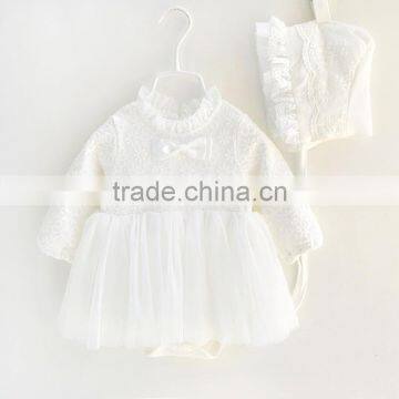 B22393A Autumn baby princess dress lovely lace one piece romper Dress