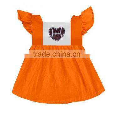 CH00281YIWU BOYA Cotton milk silk ruffle dress kids clothes embroidery football prints wearing boutique dresses