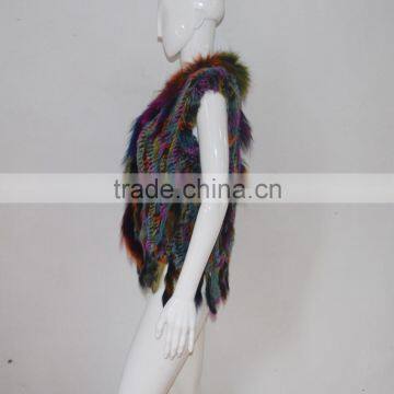 SJ005 Sexy America Tassels Rabbit Knitting Vest With Raccoon Fur photo-3