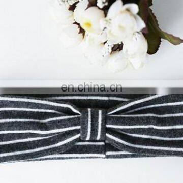 Gray Stripe Headbands With Bows Baby Organic Cotton For Baby Headbands Photography Prop