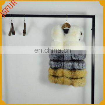 Wholesale Three Colours Splice Short Style Fur Vest Women