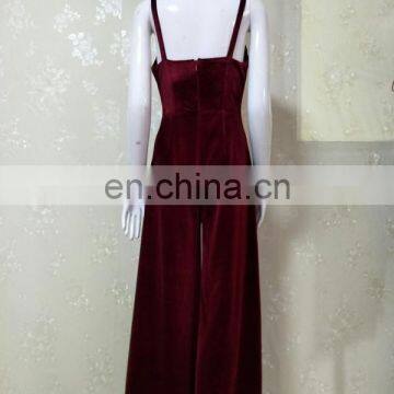 Women Dresses Spaghetti Strap Burgundy Velvet Modern Vintage Sexy Maxi Prom Party Dresses photo-5