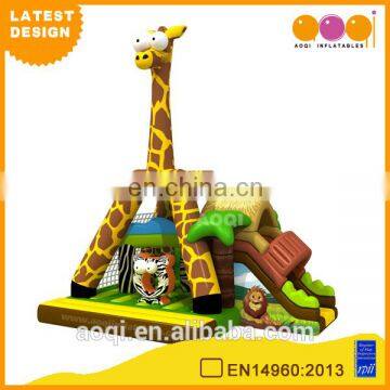 2016 AOQI newest design inflatable giraffe combo bouncer with slide for kids with free EN14960 certificate