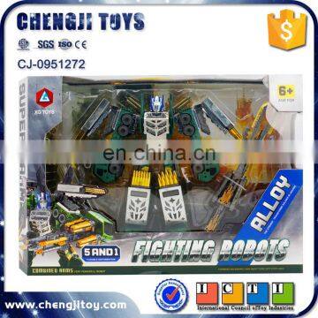Funny educational 5 in 1 plastic mini fighting toy robots for kids