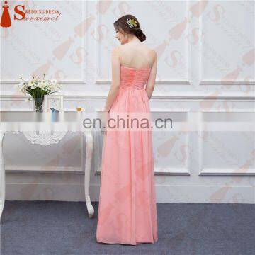 2016 Free Shipping Bridesmaid Dresses Coral Chiffon Sweetheart Cheap Brides Maid Dress Real Photo photo-4