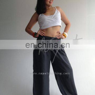 Thai Pants Genie Harem Pants Smock Waist Plain Color Rayon Baggy Trouser