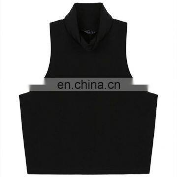Womens Ladies Sleeveless Turtle Neck Slim Fitted Crop Top photo-3