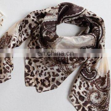 2014flower design fashion trend polyester paj square scarf (PY009L)