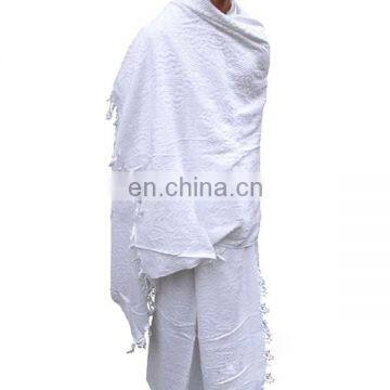 100% Polyester or Cotton cheap Plain white ihram hajj towel