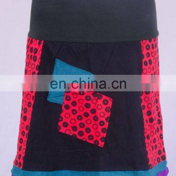 Bohemian Valentine Red Cotton Patchwork Mini Skirt HHCS 109 H