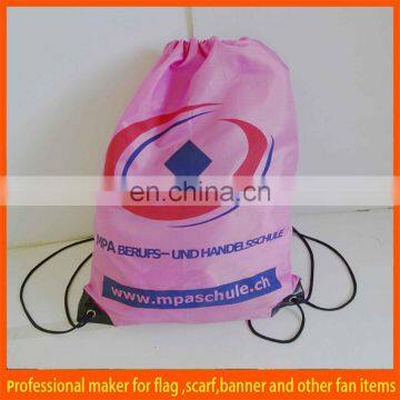 outdoor polyester pink drawstring Bag