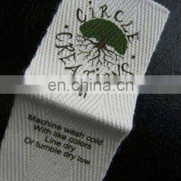 canvas silk screen printed centre folded neck label for garments