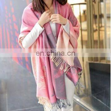 viscose 2 side diffent color jacquard pashmina shawl 200*70cm