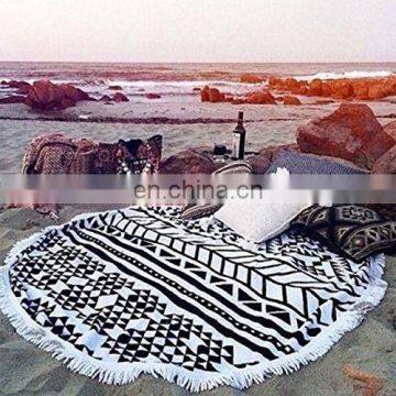 R0080 Round 'Roundie' Beach Towel Thick Terry Cotton With Tassels