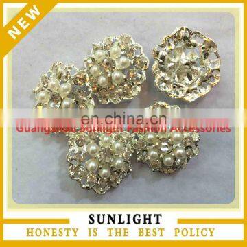 Fashion Wholesale Rhinestone Button With pearls