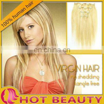 Silky straight light color hair braid clip in