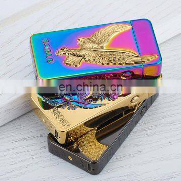 Three-dimensional relief double arc pulse windproof USB charging cigarette lighter