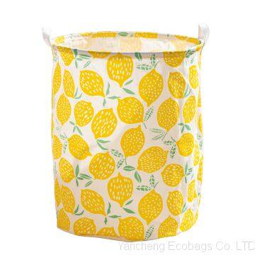 household living room lemon laundry basket round recycled storage basket canvas cotton fabric storage basket