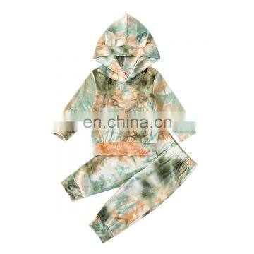 Baby Kids Fall Toddler Outfit Velvet Tracksuit Tie Dye Hoodie Set photo-6